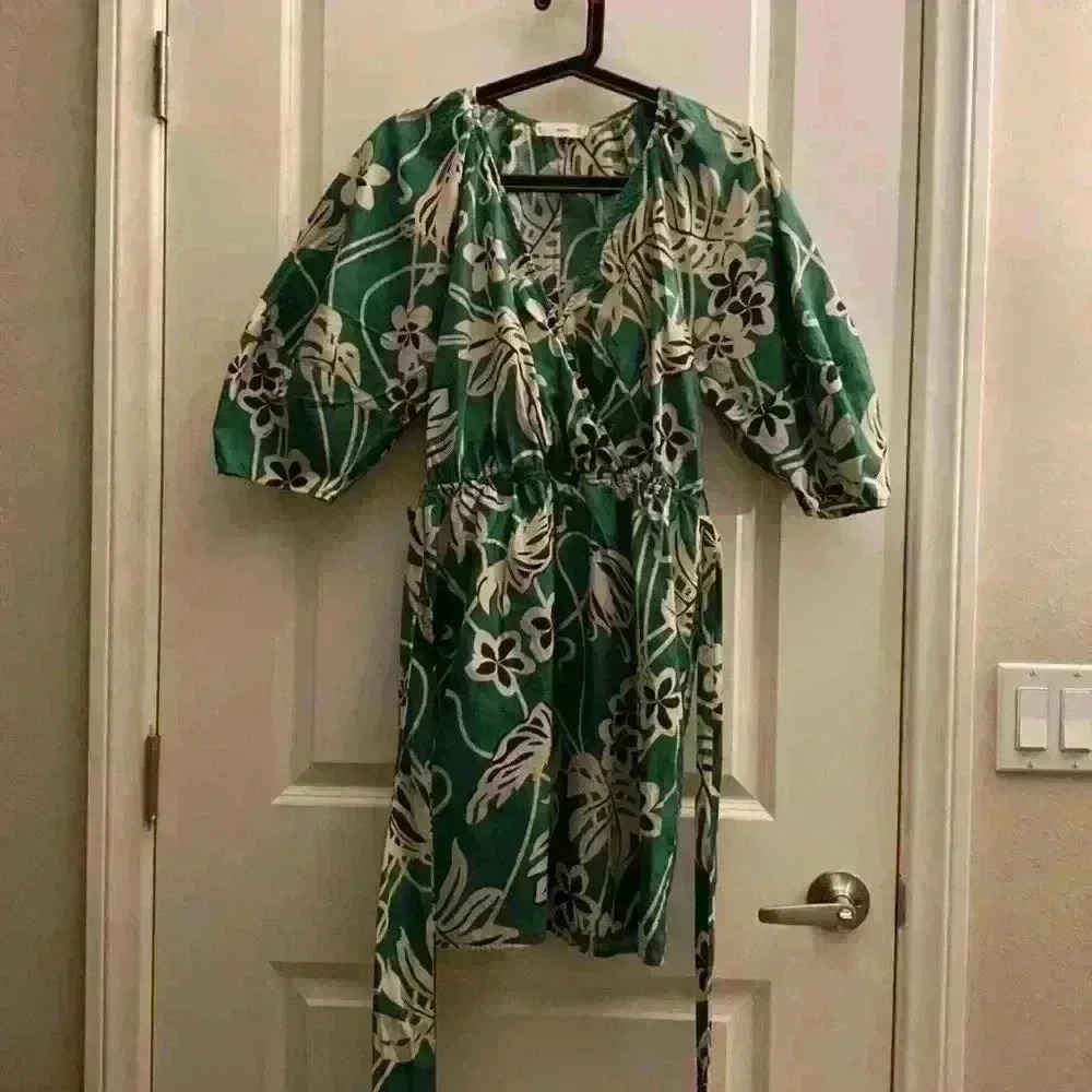 NEW- Cotton wrap dress - green